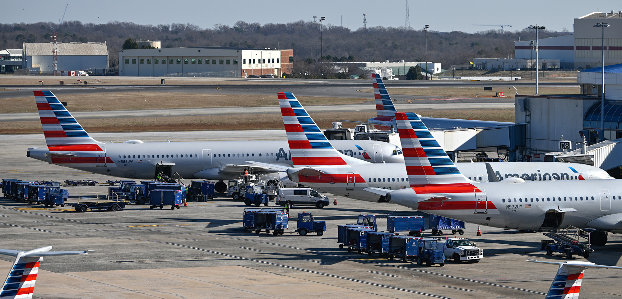Planes are seen at Charlotte Douglas International Airport on December 28, 2022 in Charlotte, United States. 