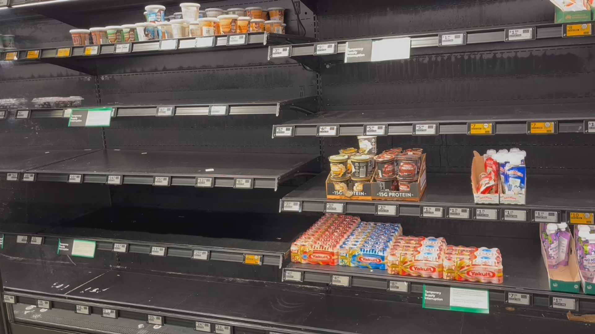 Woolworths shelves are bare and stores are running low on stock as strikes force the closure of five distribution centres.