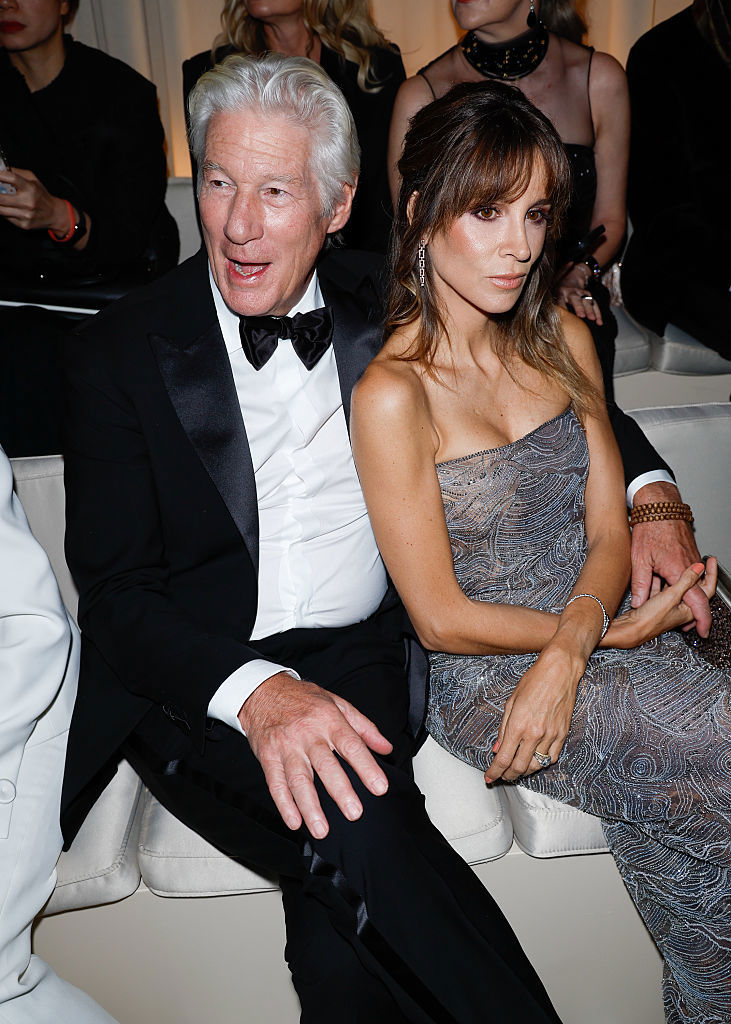 Richard Gere, Alejandra Gere at the Giorgio Armani fashion show as part of Spring/Summer 2026 Milan Fashion Week on September 28, 2025 in Milan, Italy. (Photo by Aitor Rosas Sune/WWD via Getty Images)