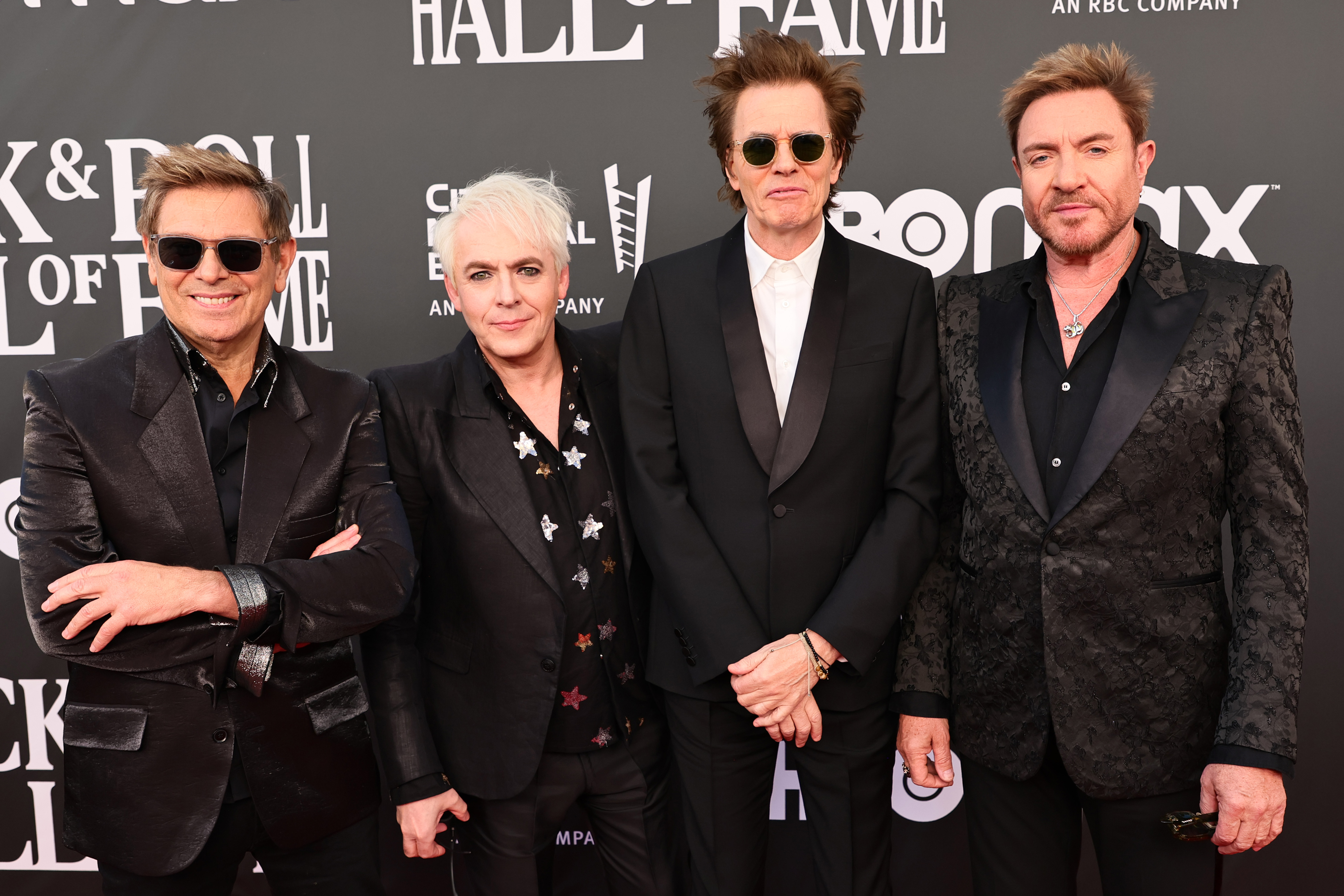 From Left to right: Roger Taylor, Nick Rhodes, John Taylor, and Simon Le Bon of Duran Duran attend the 37th Annual Rock & Roll Hall of Fame Induction Ceremony in LA on November 5.