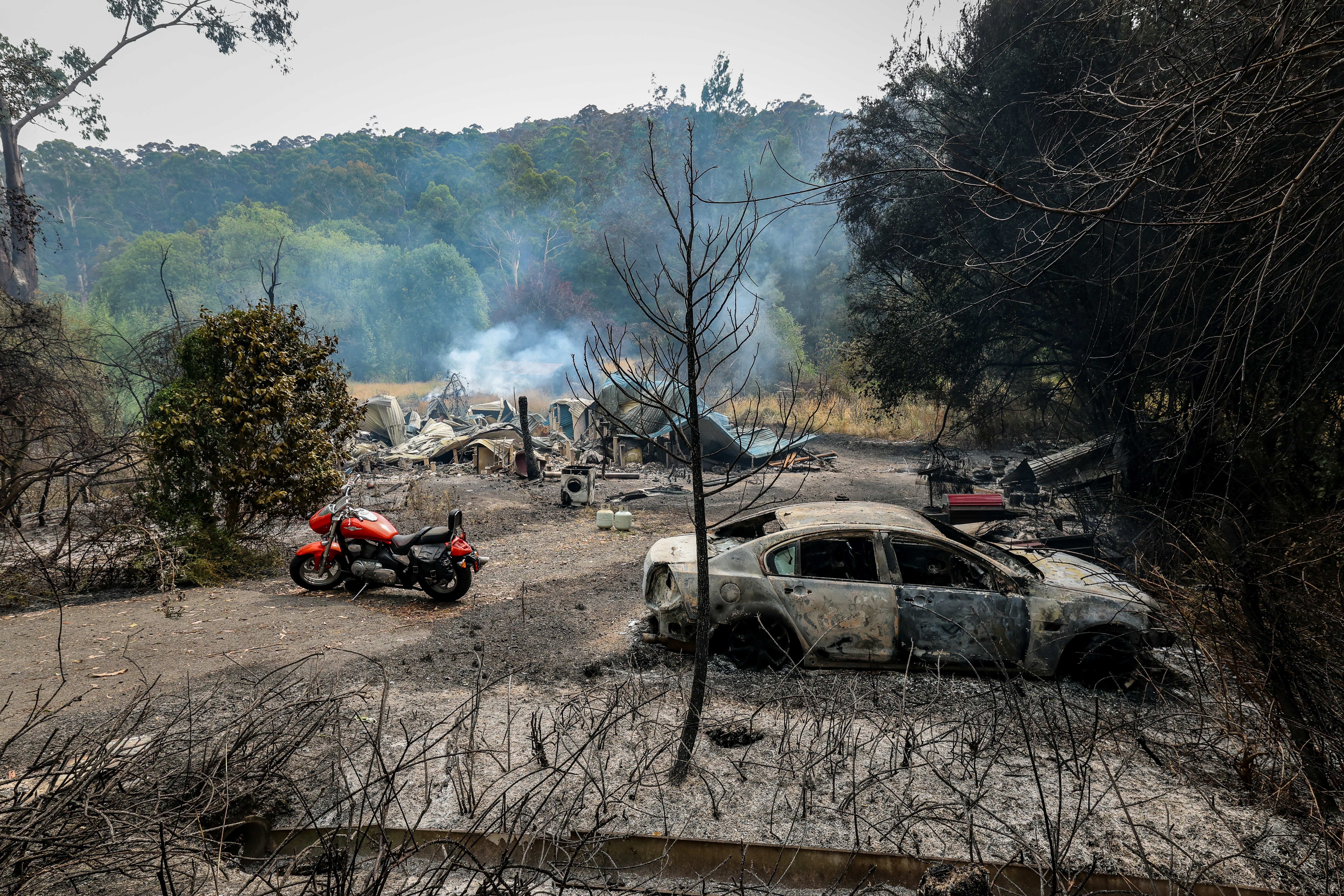 Carlisle River fire in the Otway National Park. One of two properties that were lost overnight in Gellibrand on the Colac-Lavers Hill road.