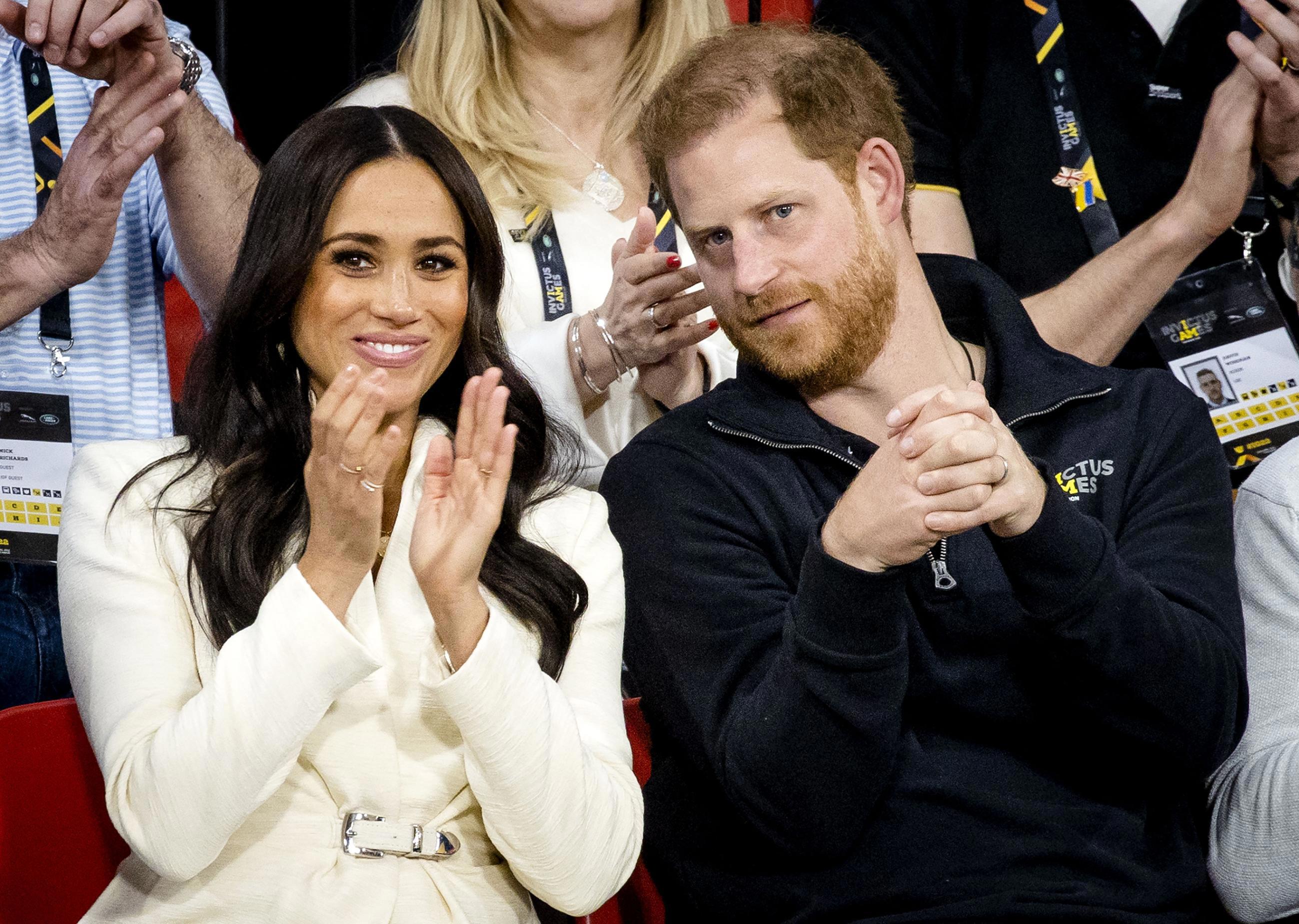Prince Harry and wife, Meghan pictured in The Hague on April 17, 2022.