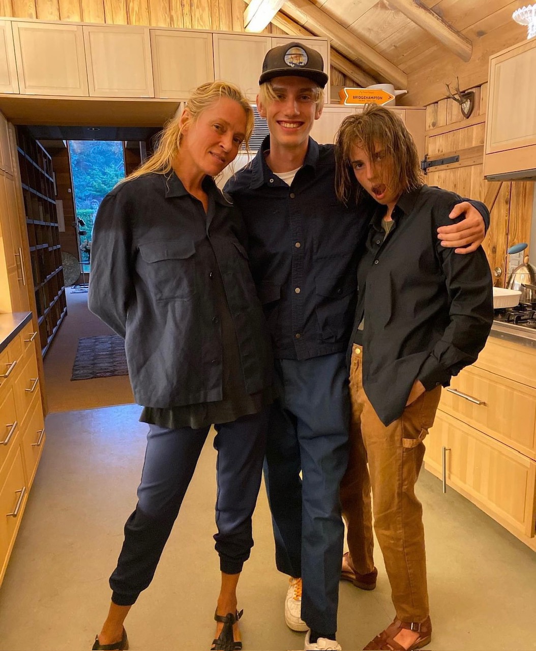 Uma Thurman with kids Levon Hawke and Maya Hawke