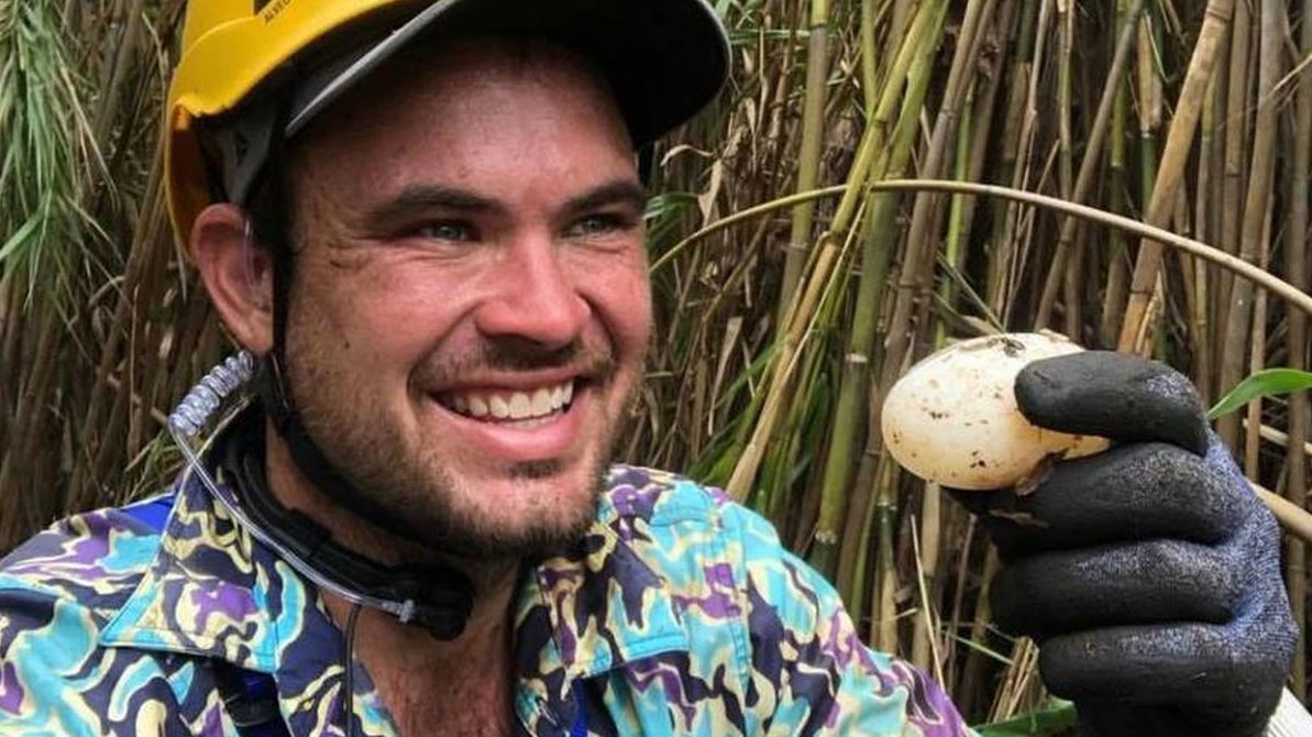 Wilson was slung on a line below a chopper to drop onto nests in remote swampland.