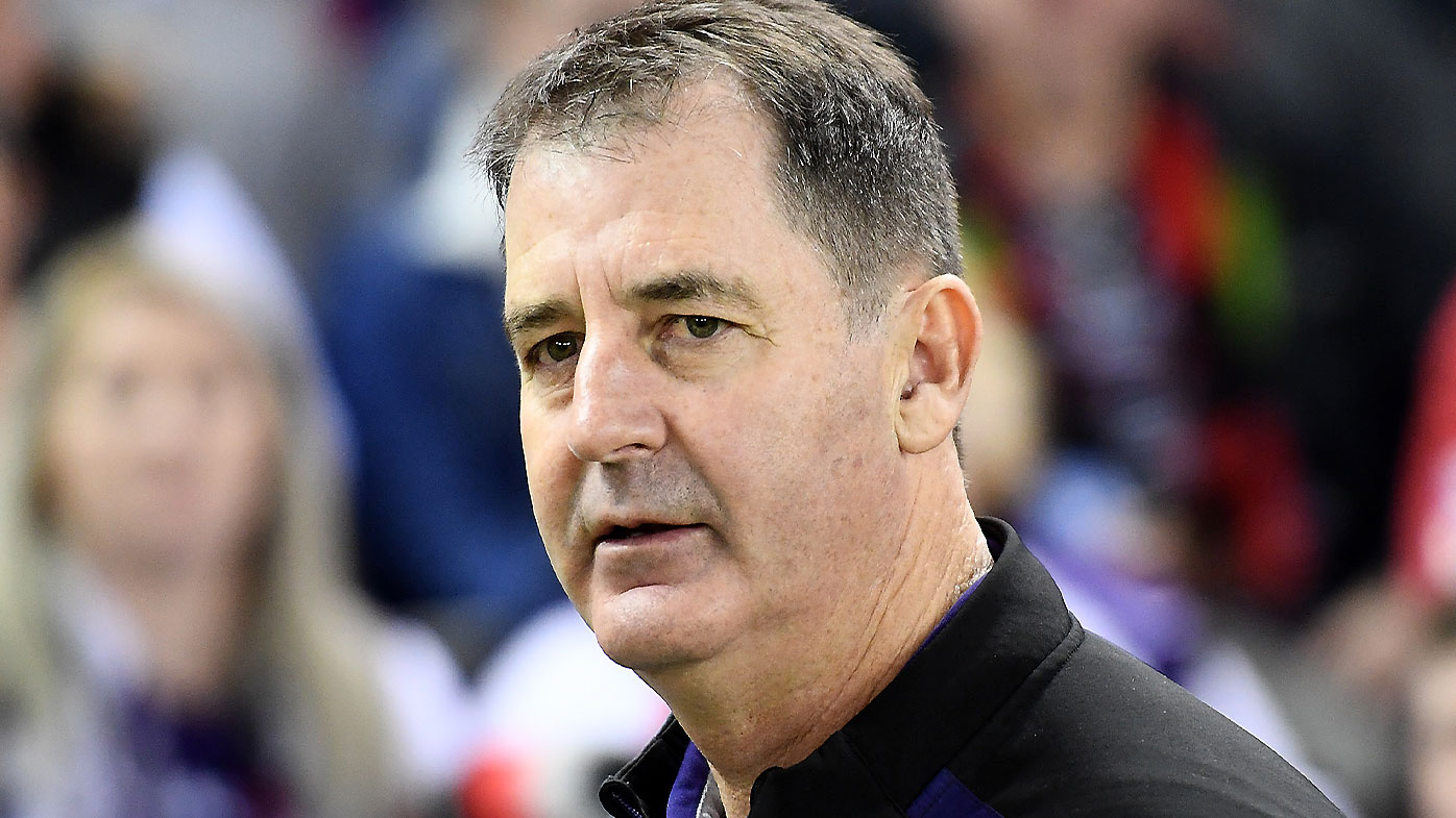 Ross Lyon pictured during his final season as Fremantle coach in 2019