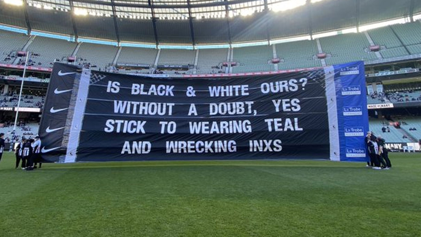 Afl Collingwood Banner Takes Shot At Port Adelaide Over Prison Bar Guernsey Stoush