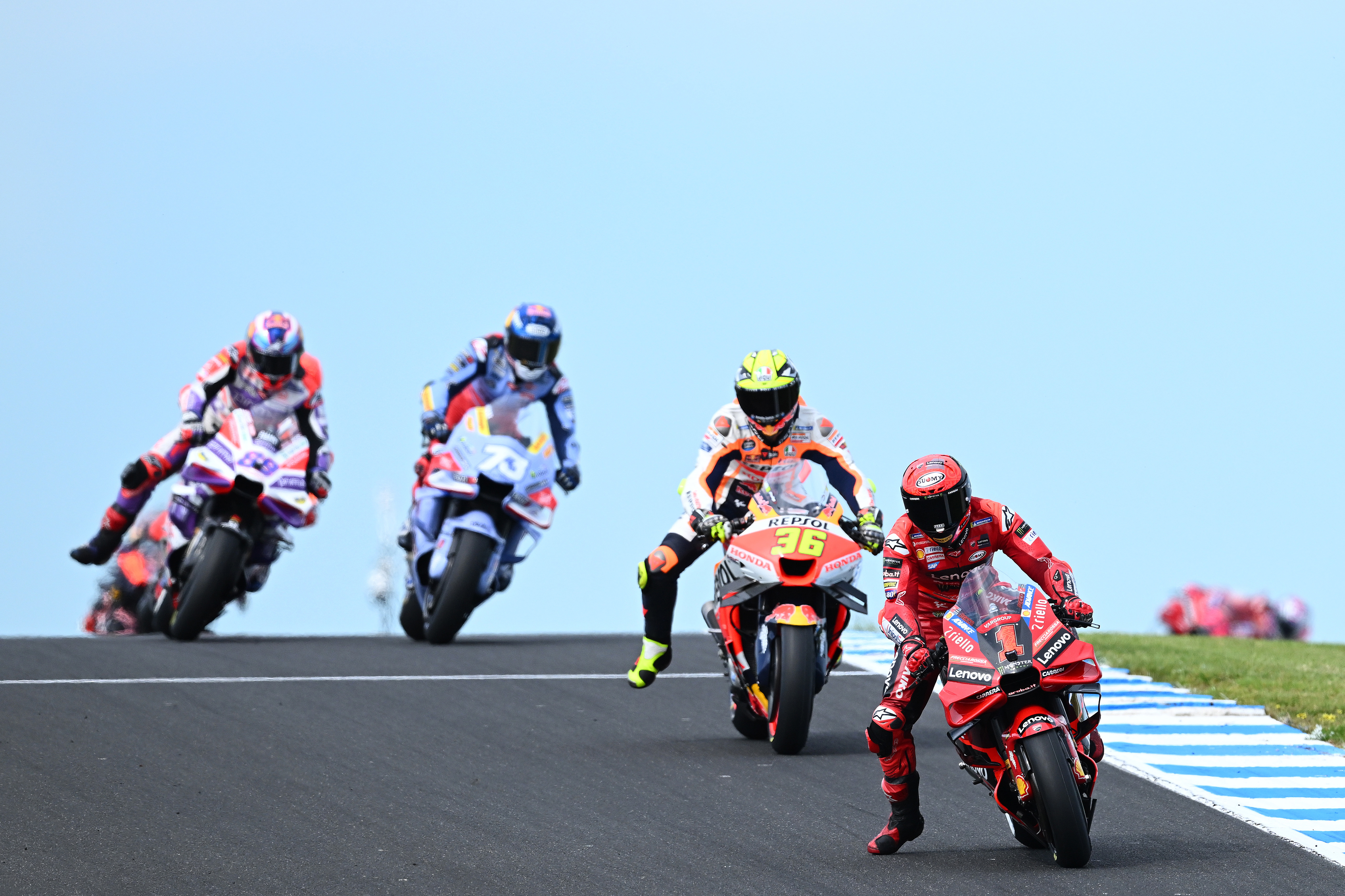 Francesco Bagnaia of Italy rides his Ducati Lenovo Team during free practice ahead of the 2023 MotoGP of Australia at Phillip Island Grand Prix Circuit on October 20, 2023 in Phillip Island, Australia. (Photo by Quinn Rooney/Getty Images)