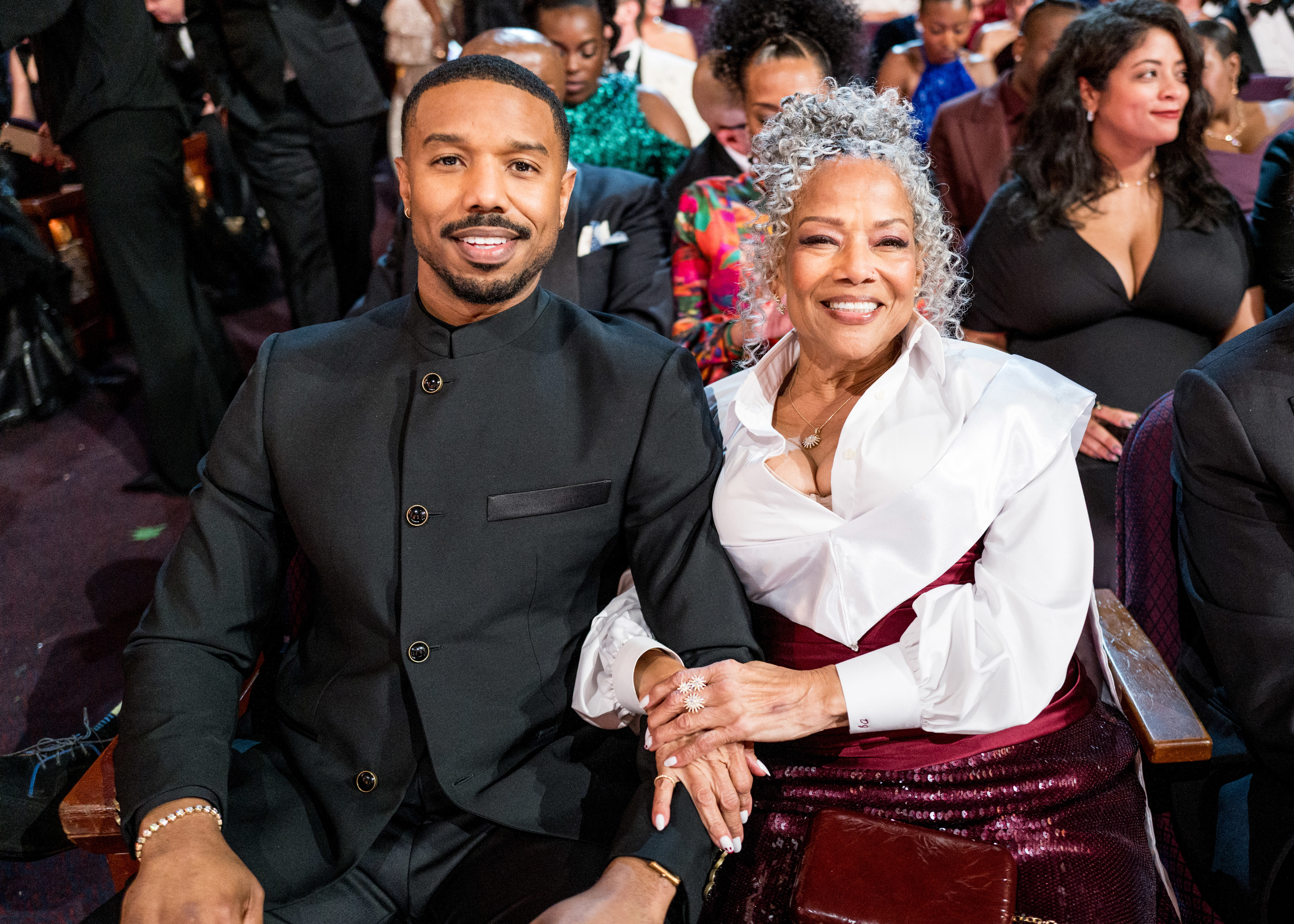Michael B. Jordan and Donna Jordan attend the 98th Annual Oscars at Dolby Theatre on March 15, 2026 in Hollywood, California. 