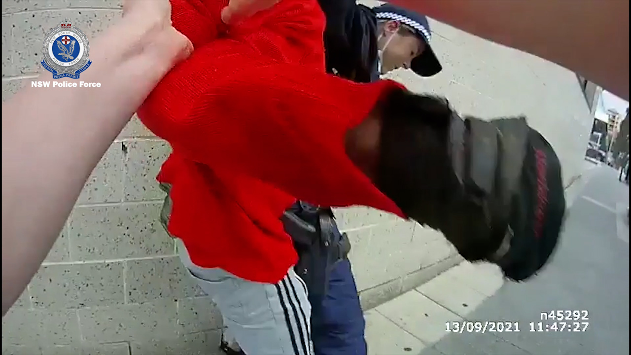 NSW Police has released bodycam footage of a man allegedly assaulting two female officers in Bankstown yesterday.
