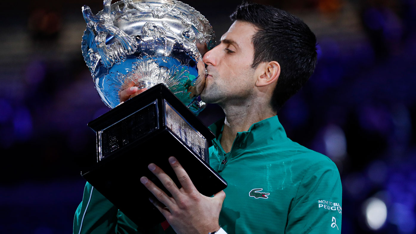 Novak Djokovic claims the 2020 Australian Open. (Getty)