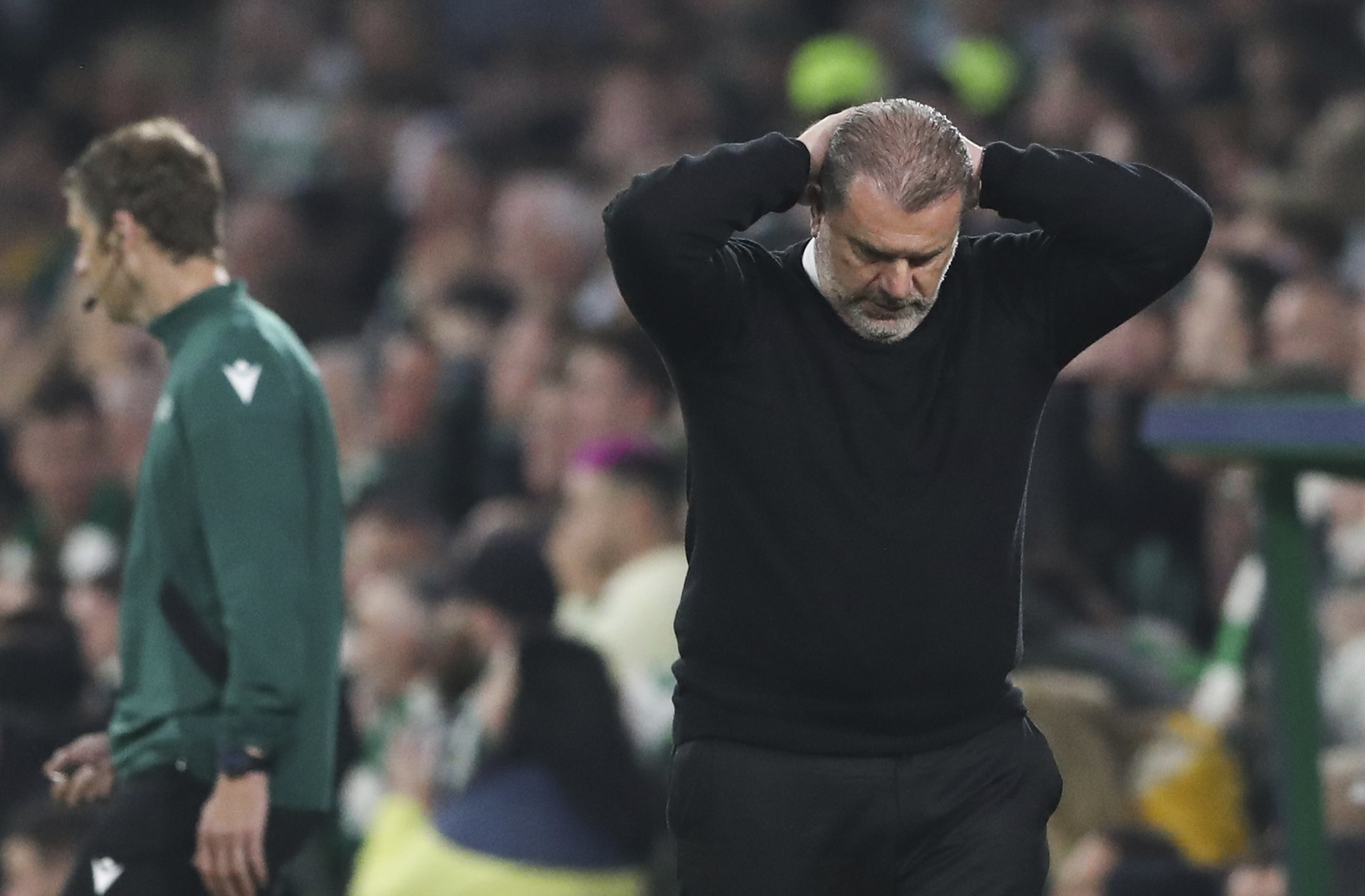 Celtic coach Ange Postecoglou reacts Celtic Park.