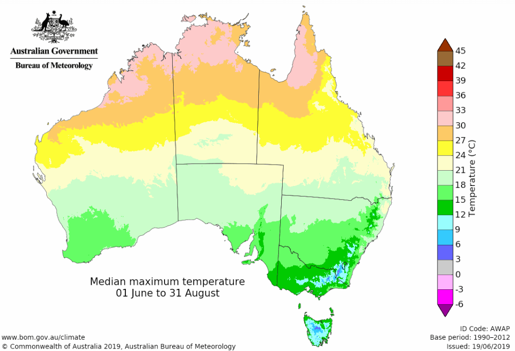 Media maximum temperature June 1to August 31.
