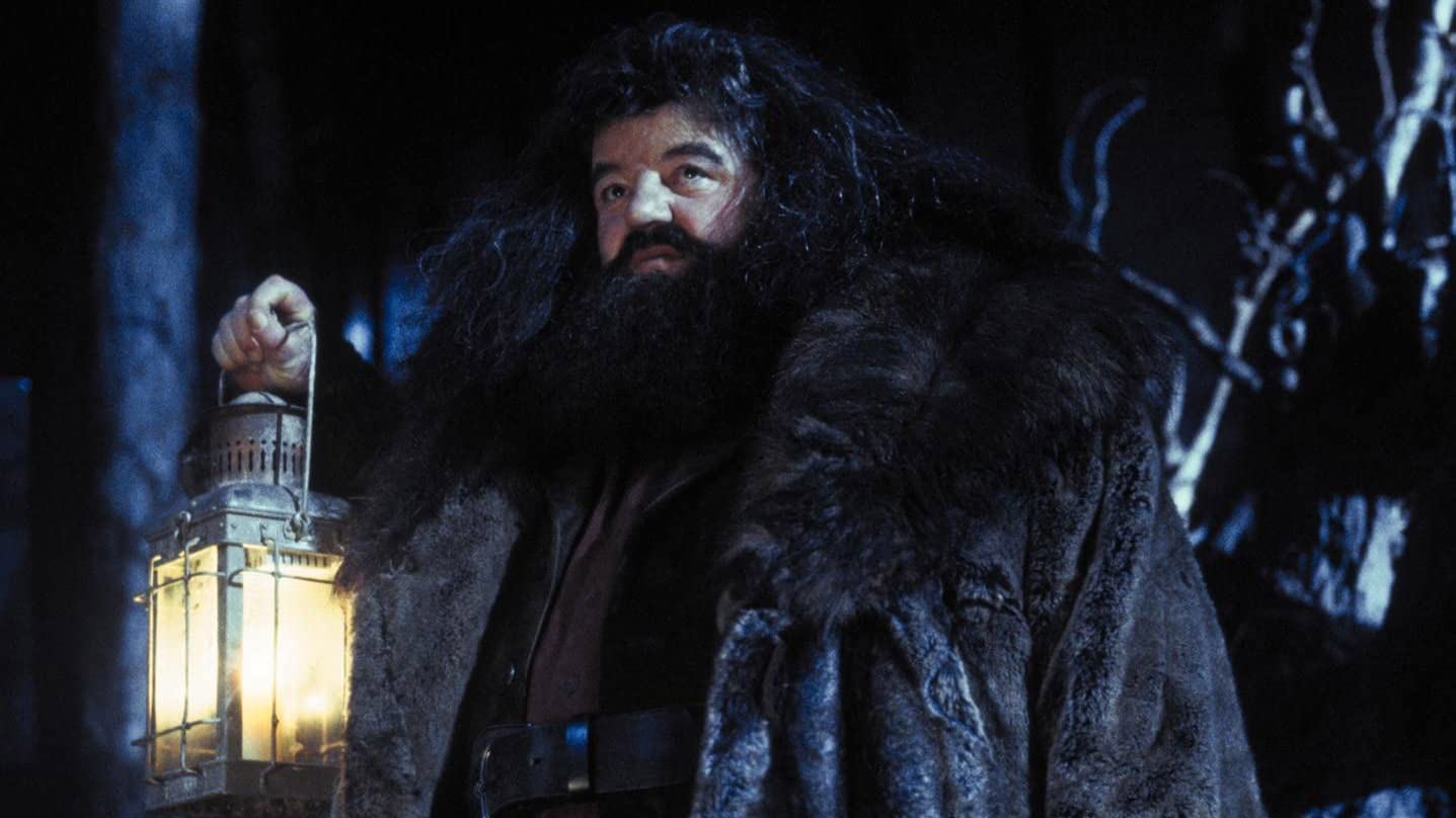 Robbie Coltrane as Hagrid in Harry Potter