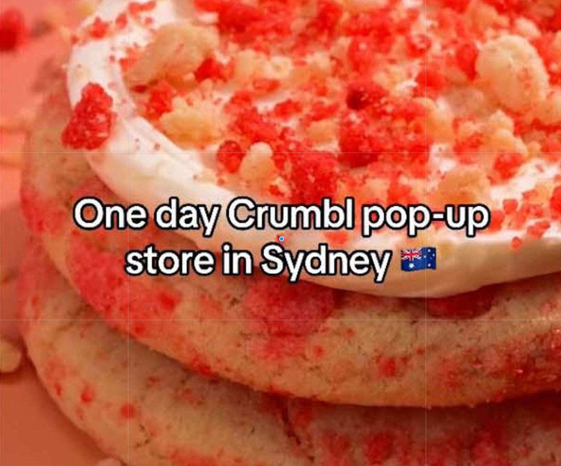 Una de las publicaciones de TikTok sobre la llegada de las galletas Crumbl a Sydney.