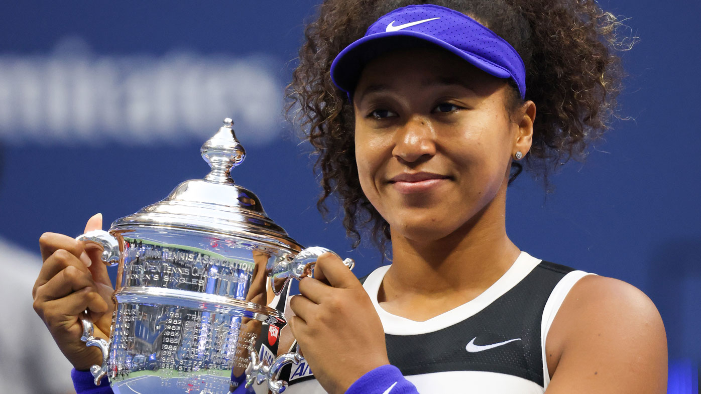 Naomi Osaka's US Open trophy photo shoot