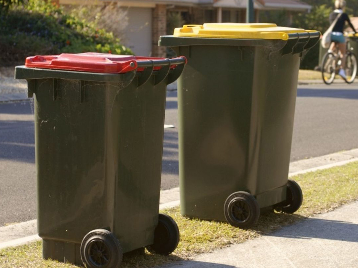 Australian rubbish bins on a suburban street