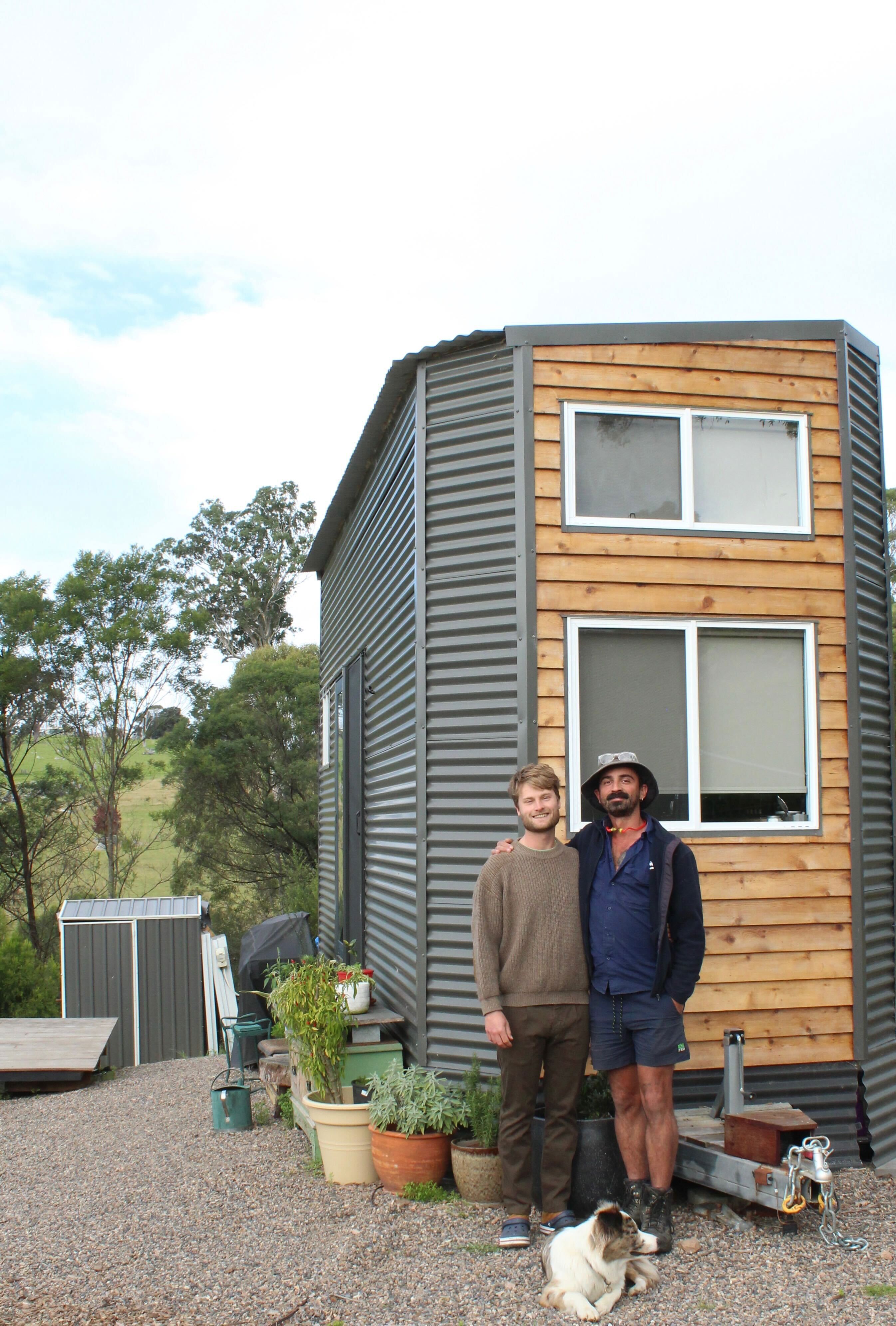 Josh Heins and Manu Bohn built their tiny house on wheels to escape the housing crisis in Bega Valley.