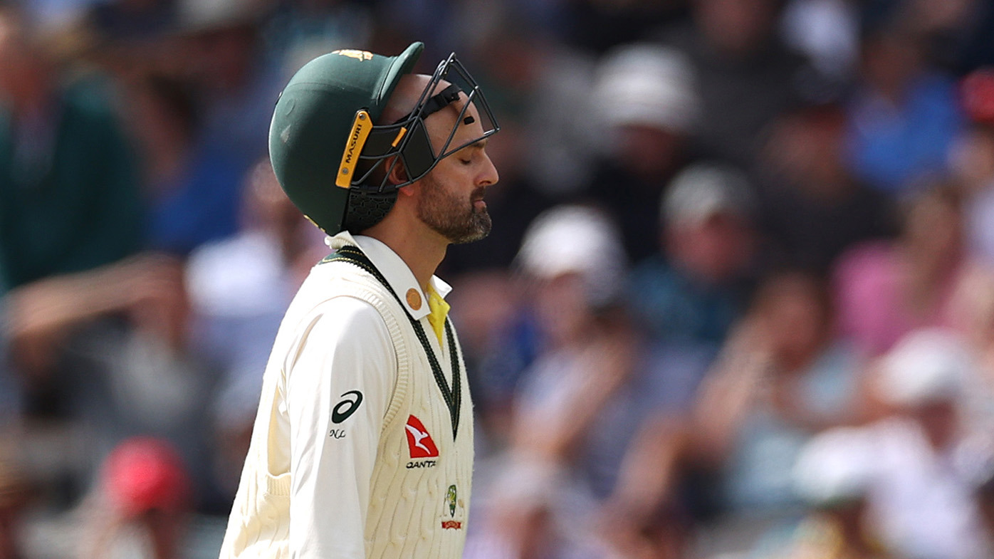 Nathan Lyon of Australia limps between wickets with an injured calf during Day Four of the LV= Insurance Ashes 2nd Test match between England and Australia at Lord's Cricket Ground on July 1, 2023 in London, England. at Lord's Cricket Ground on July 01, 2023 in London, England. (Photo by Ryan Pierse/Getty Images)