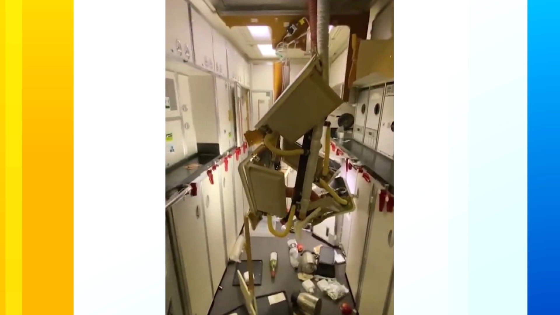 Damage from inside the plane.