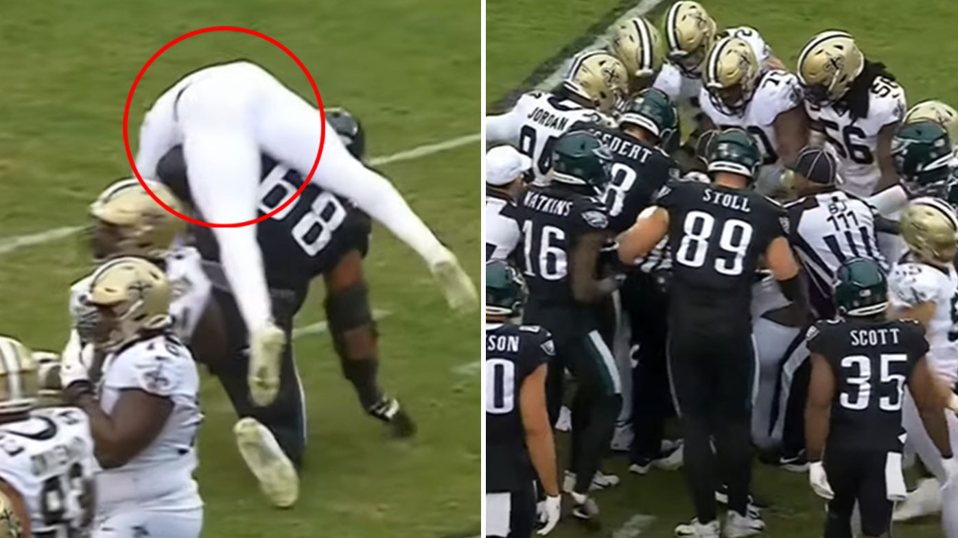 Jordan Mailata clashes with Marcus Davenport