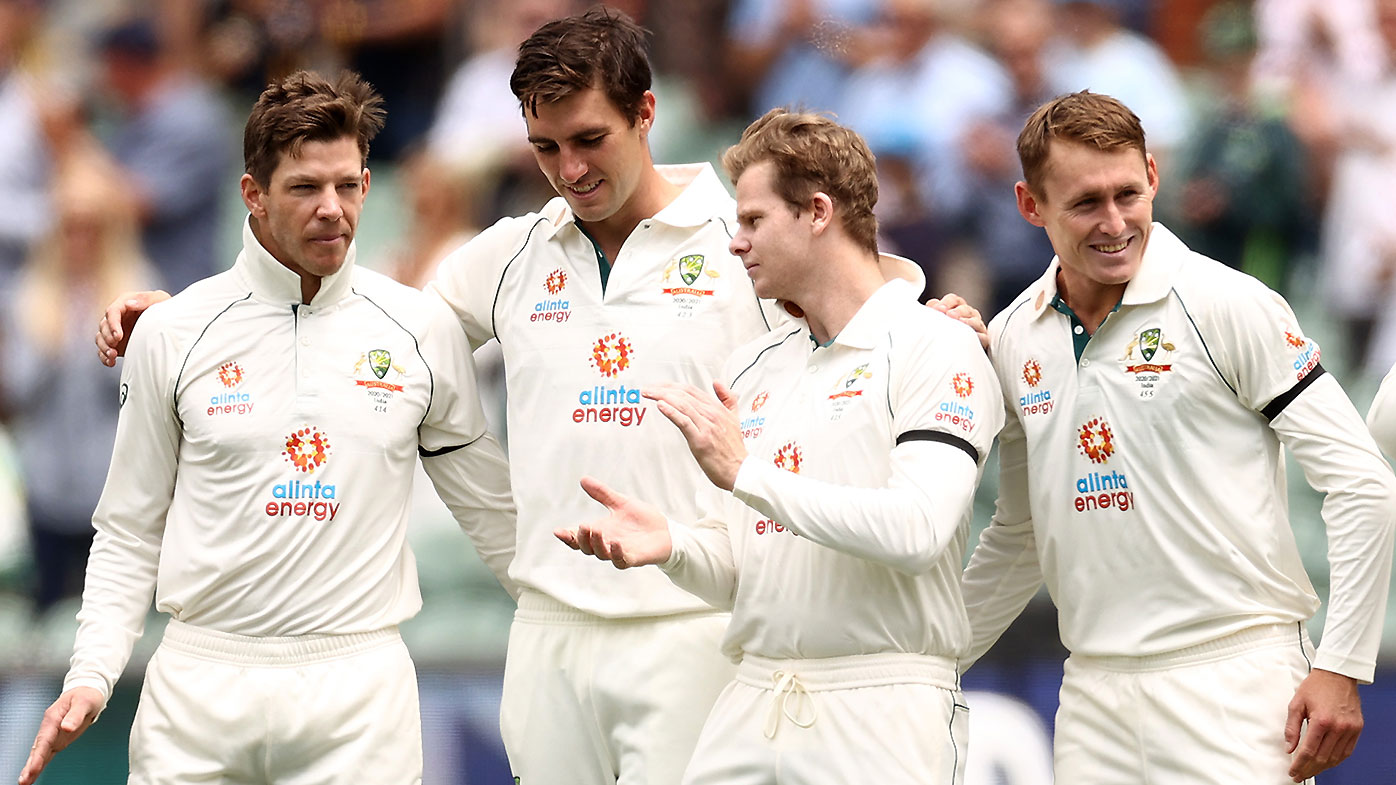 Tim Paine, Pat Cummins, Steve Smith and Marnus Labuschagne