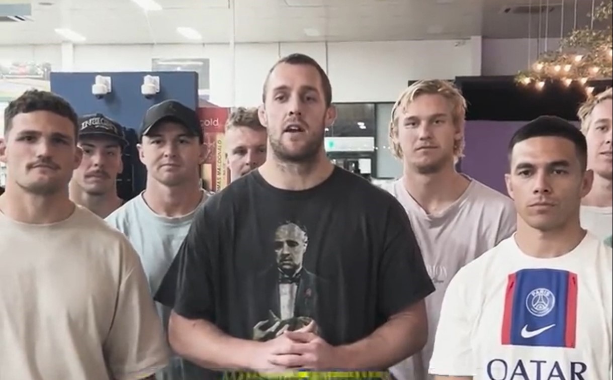 Penrith players appearing in the RLPA video put out on social media.