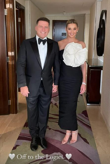 Karl Stefanovic and wife Jasmine prepare for the 2022 TV Week Logie Awards.