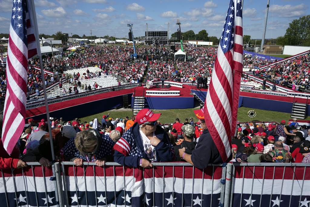 A Trump campaign rally at the Butler Farm Show, the site where a gunman tried to assassinate him in July, Saturday, Oct. 5, 2024