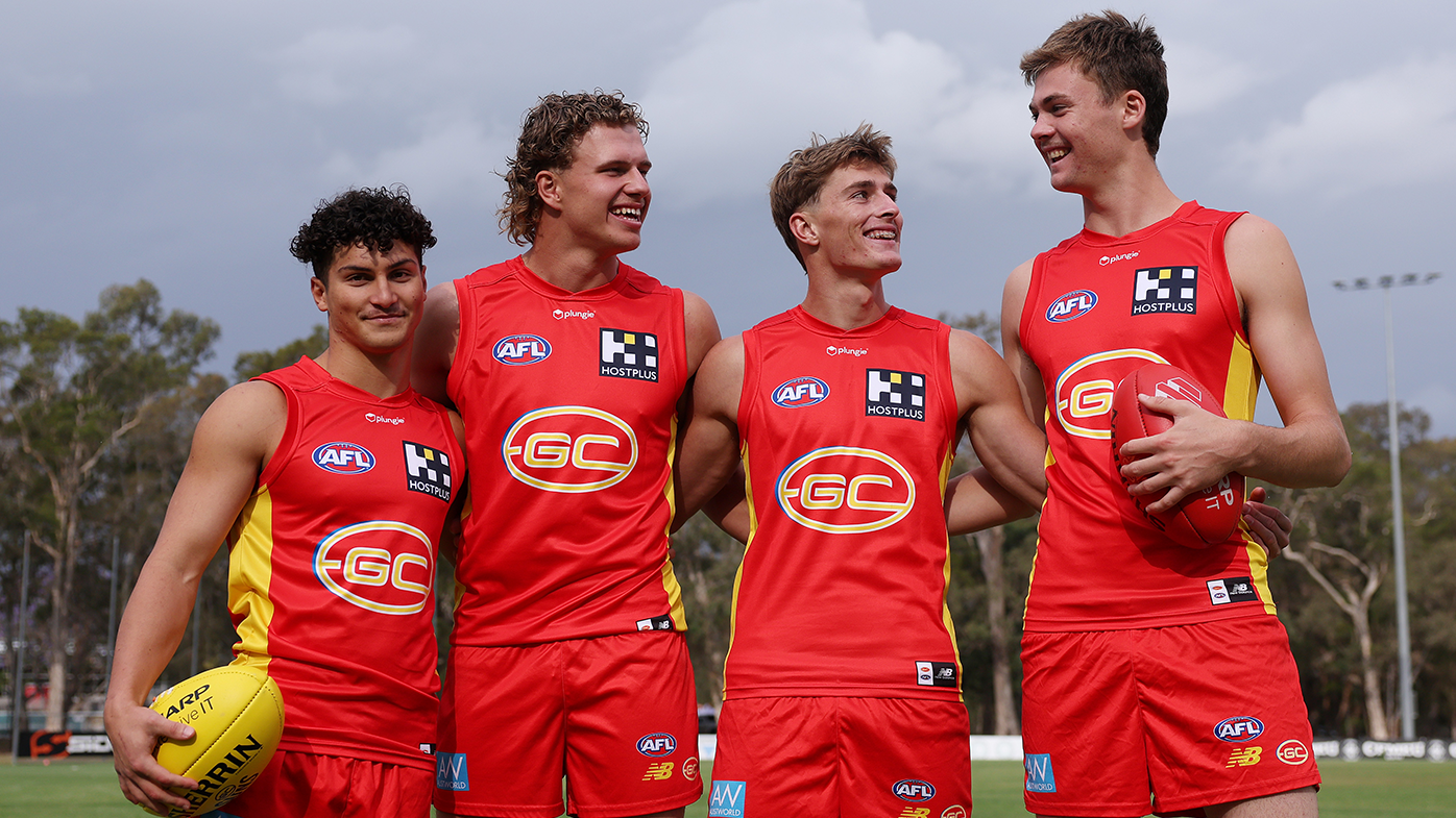 New Suns draftees Jake Roger, Jed Walter, Will Graham and Ethan Read pose for a photo.