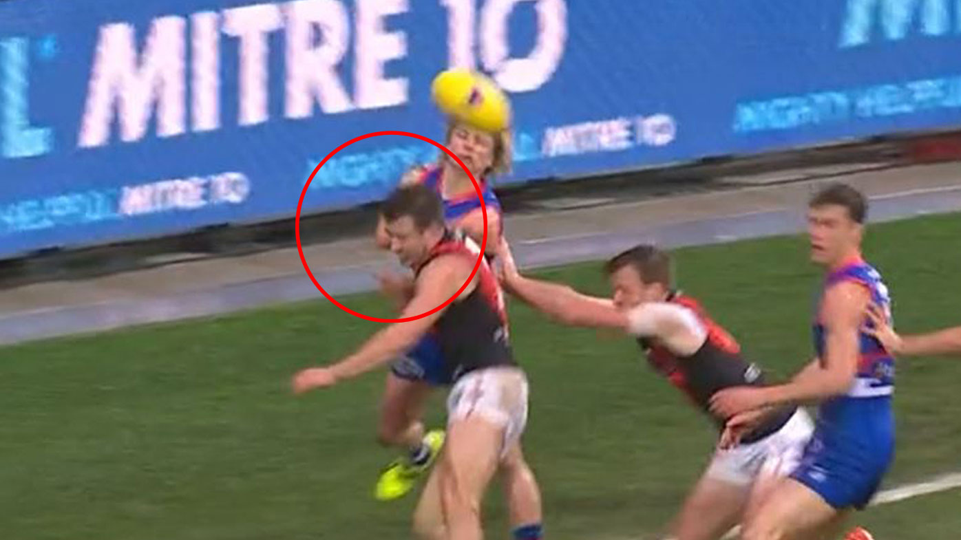 Weightman earns another free kick during the second quarter and punishes the Bombers