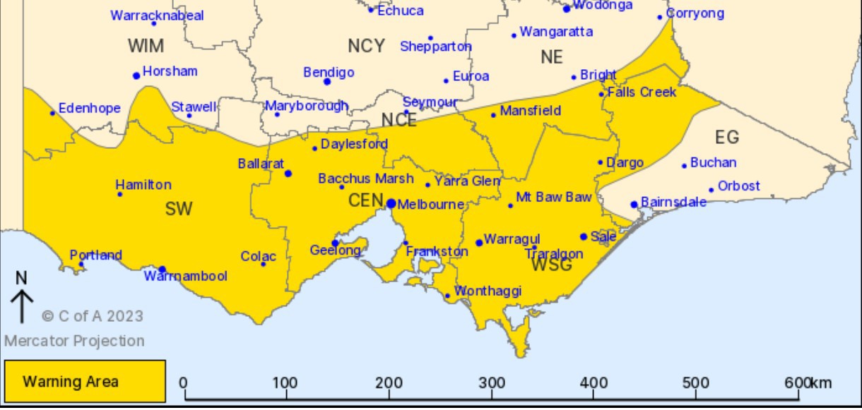 Victoria has been hit with strong and damaging winds as a spring cold front moves over Australia's east coast