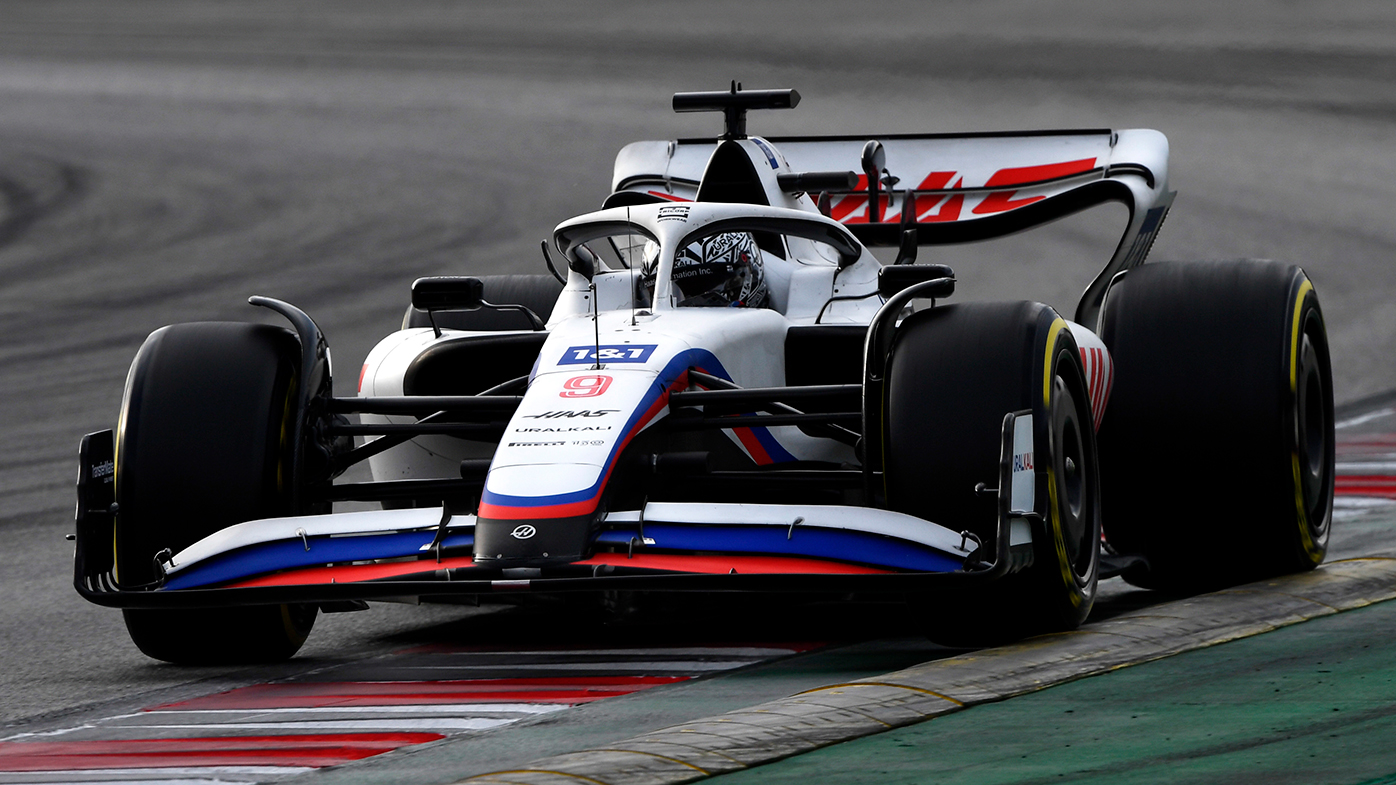 The Haas team runs in Russian colours, with a Russian sponsor and a Russian driver (Nikita Mazepin).