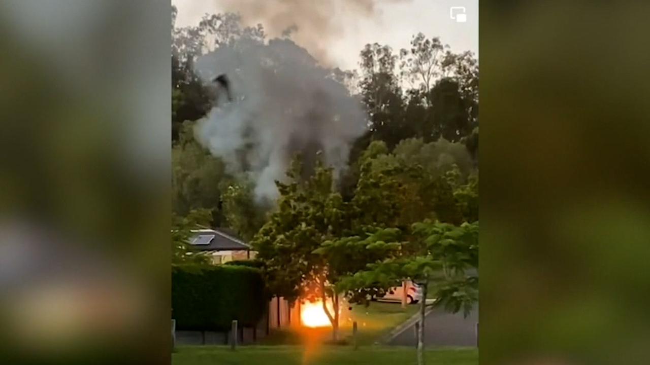 Pacific Pines residents awoke to find the blaze in their front yards around 4am, when the Energex pillar box exploded.