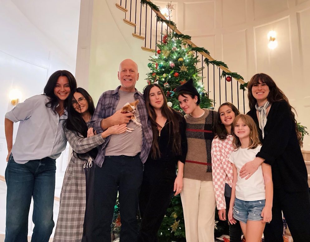 Demi Moore and Bruce Willis embrace their blended family with kids and Bruce's wife Emma Heming Willis.