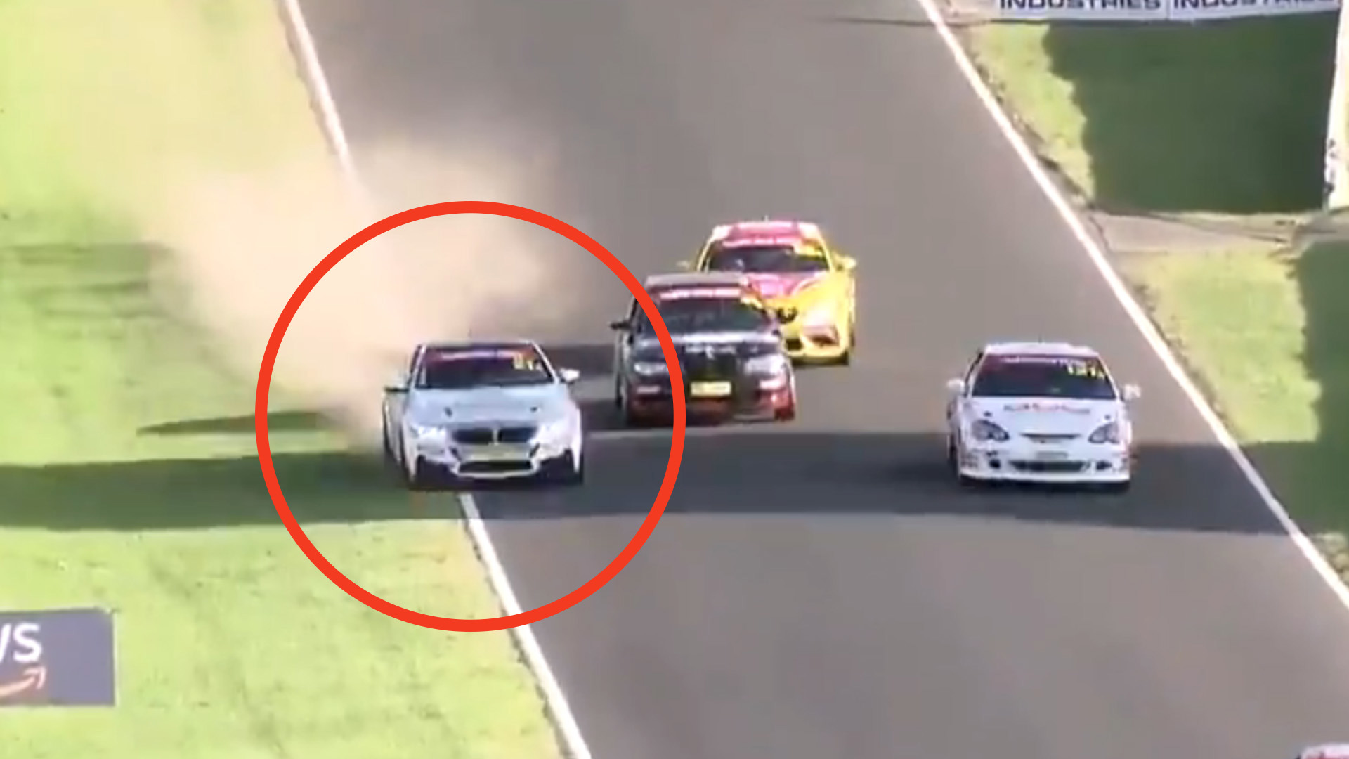 The pass on the grass by Jayden Ojeda down Conrod Straight.