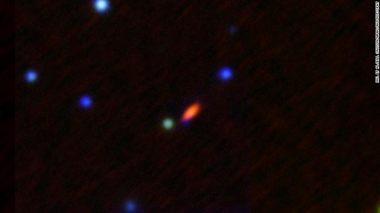 This image, captured by the Karl G. Jansky Very Large Array, shows the object FRB 190520 when it's active (in red). 