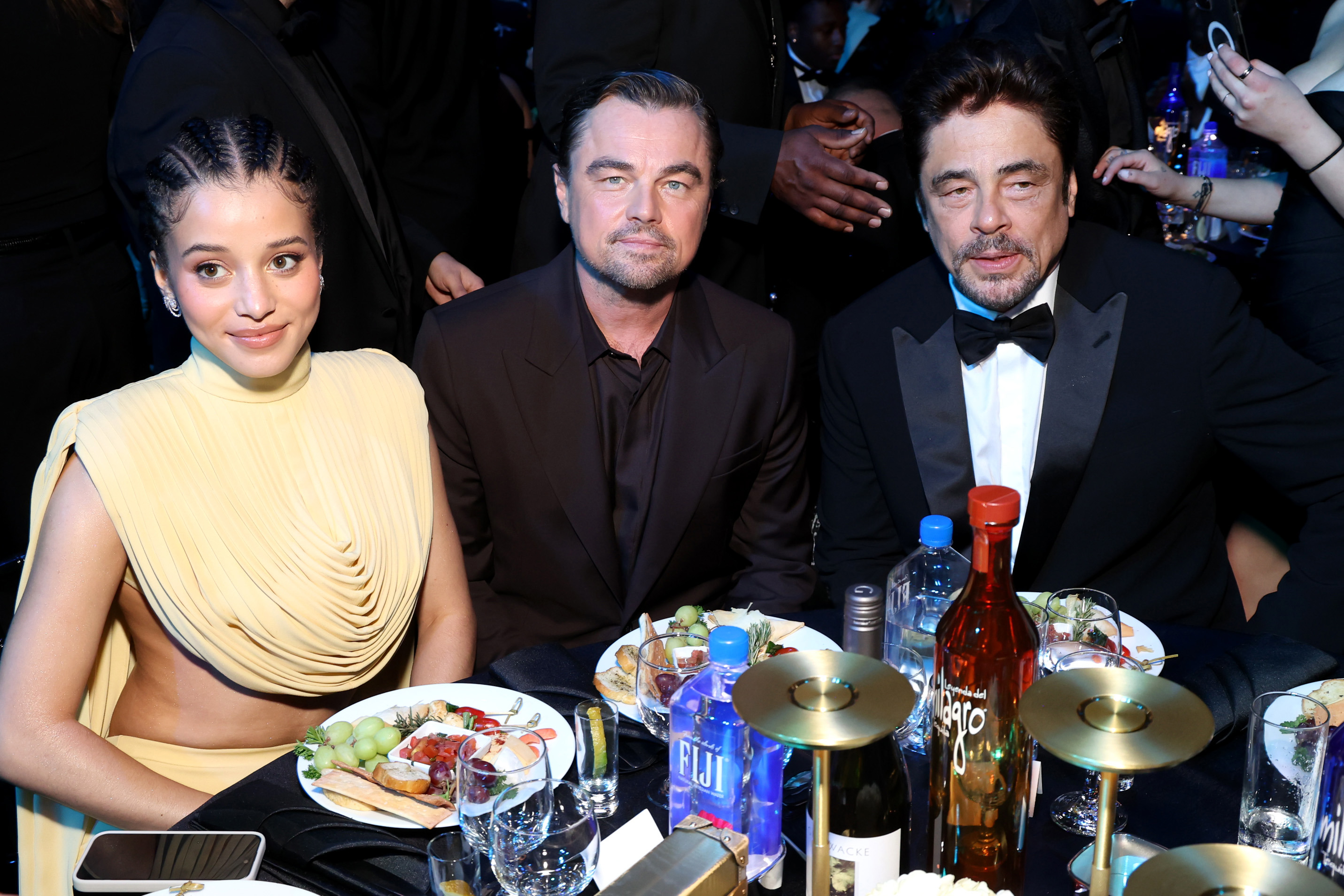 Chase Infiniti, Leonardo DiCaprio, and Benicio del Toro at the 31st Annual Critics Choice Awards at Barker Hangar on January 04, 2026 in Santa Monica, California. 