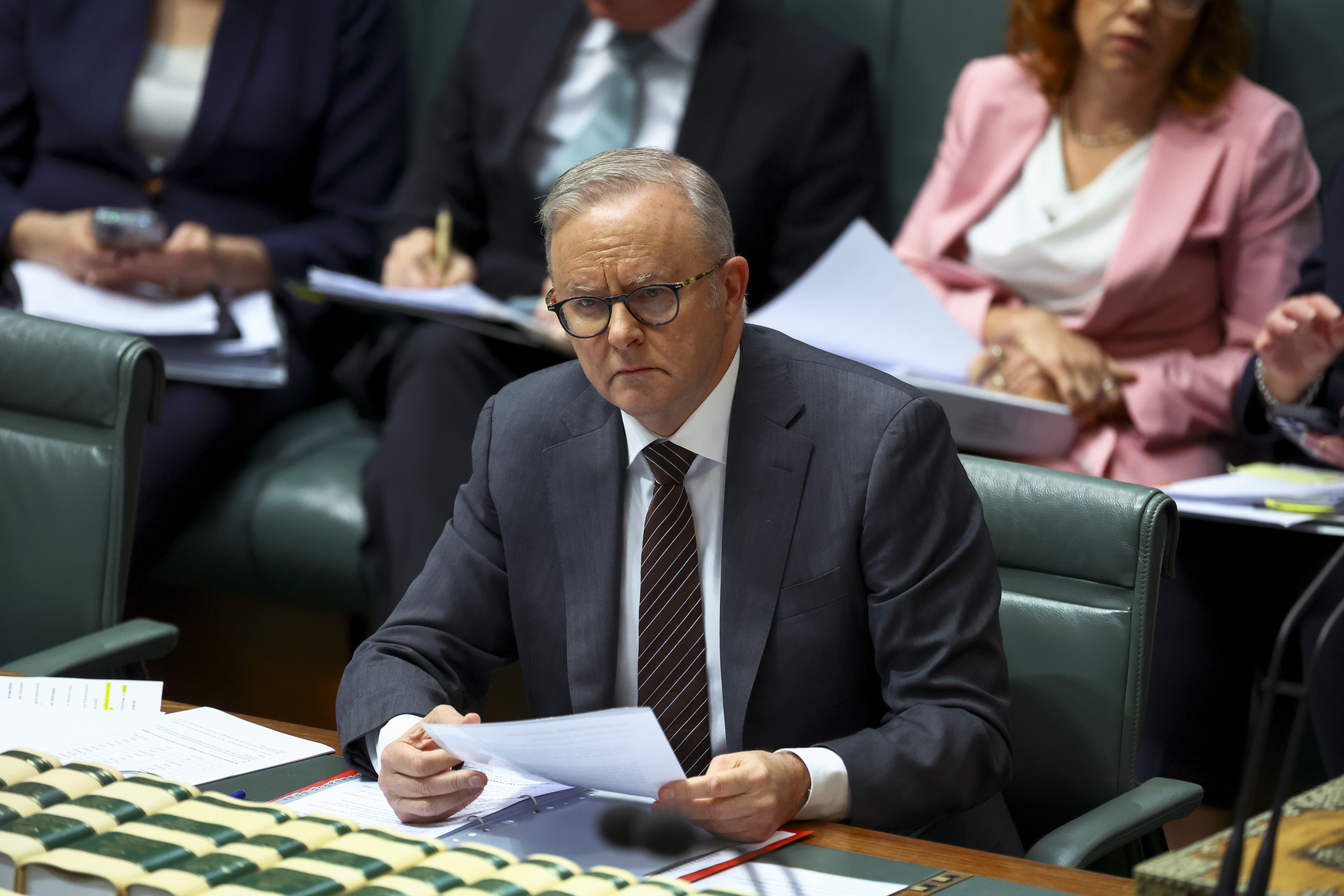 Prime Minister Anthony Albanese during Question Time in the House of Representatives at Parliament House in Canberra on October 9, 2025.