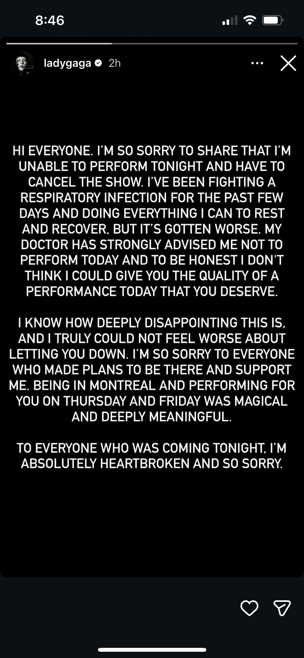 Lady Gaga Cancels Montreal show