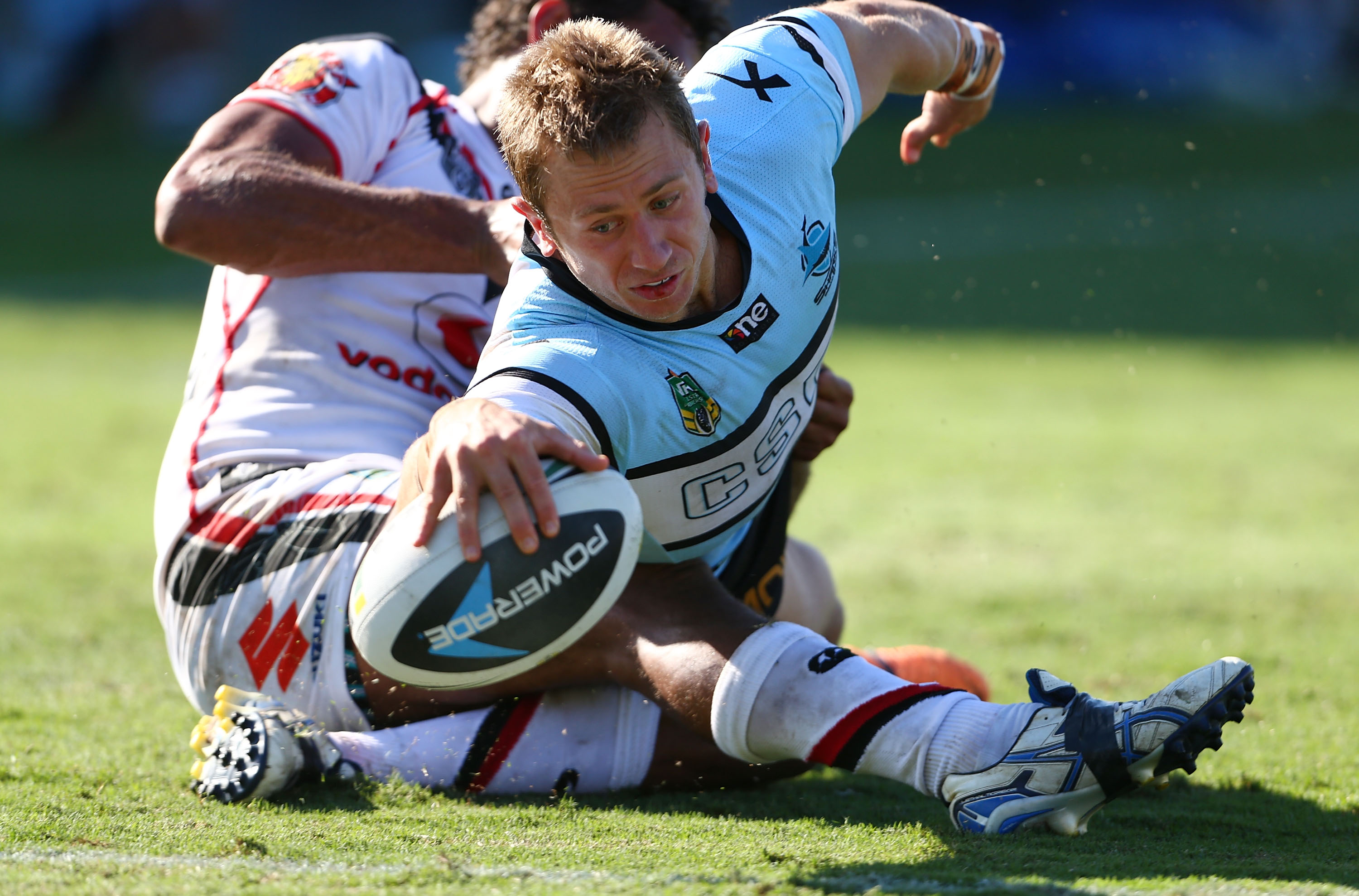 Nathan Stapleton in action for Cronulla in 2014.