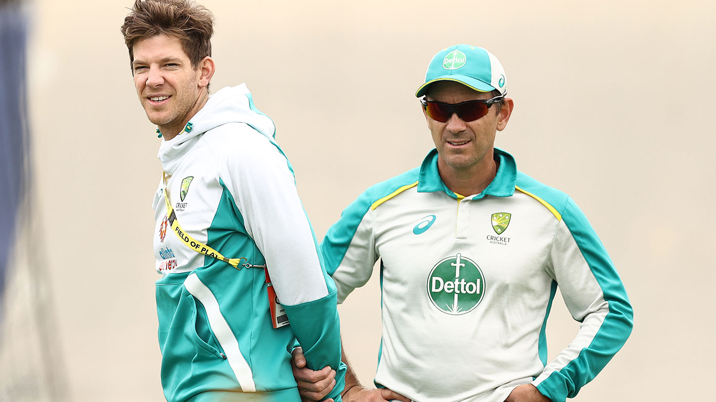 Justin Langer, coach of Australia, and Tim Paine of Australia