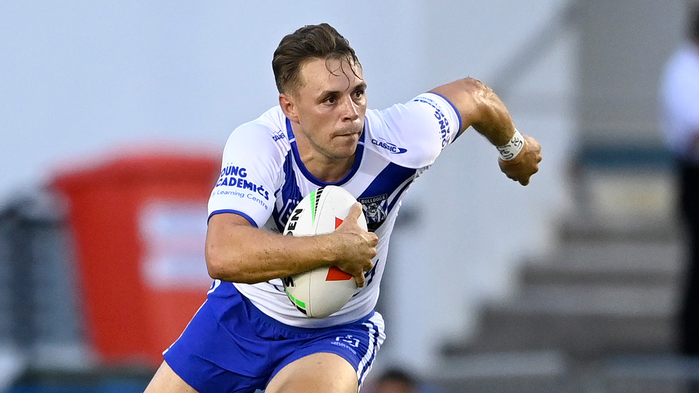 Blake Taaffe in action for the Bulldogs in their trial against the Storm.