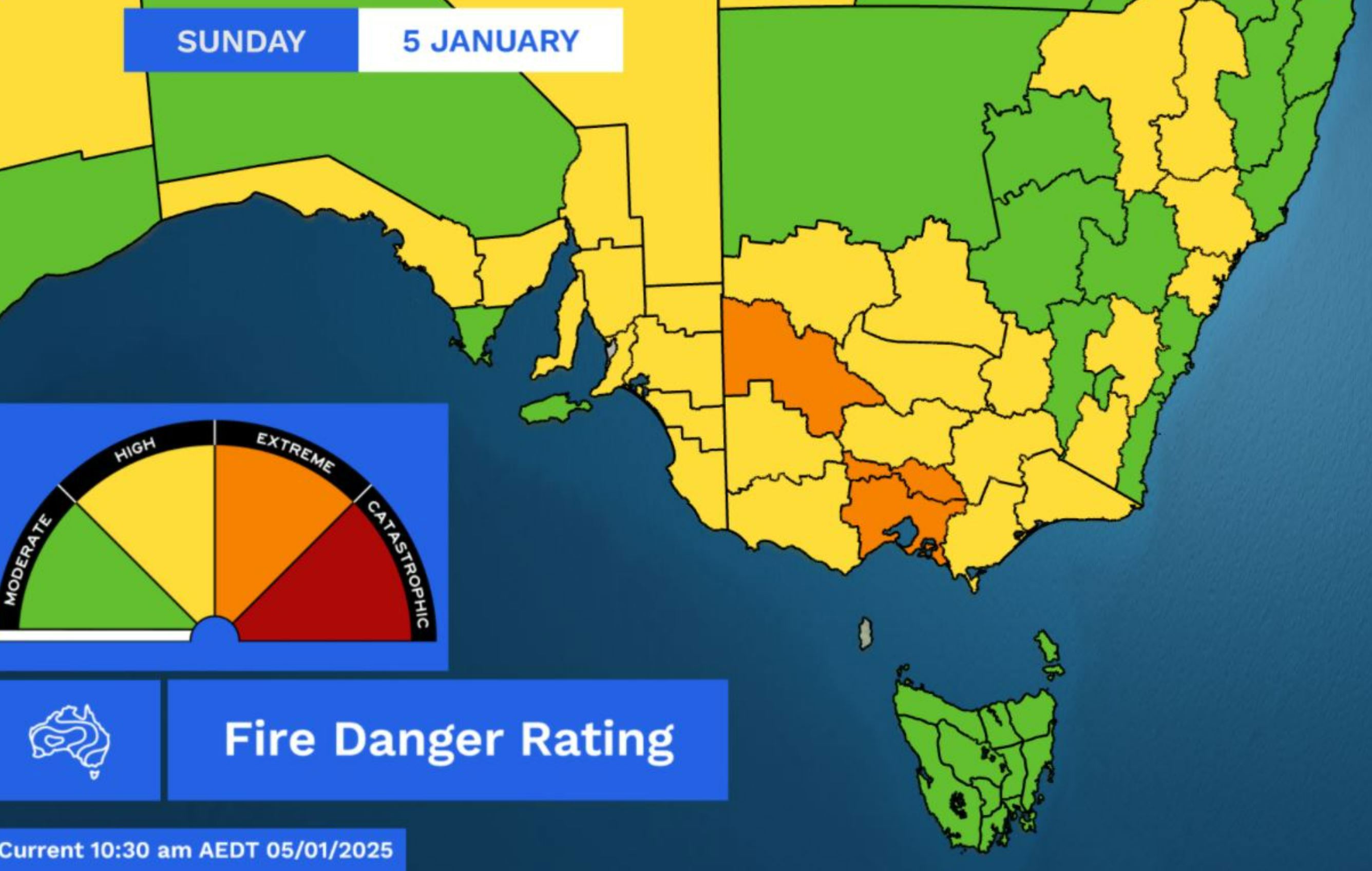 Fire danger rating Victoria January 5