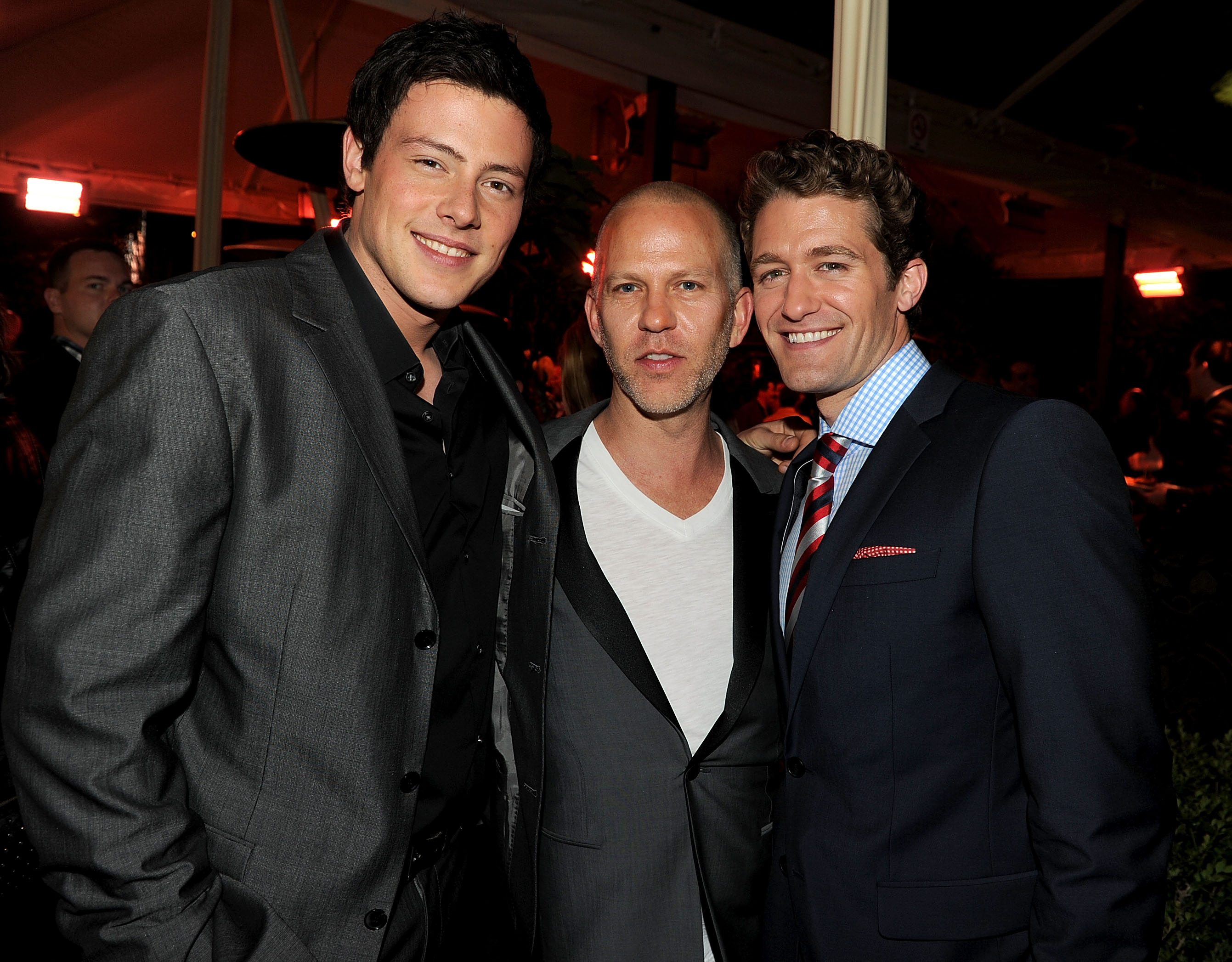 Cory Monteith, Glee co-creator Ryan Murphy and Matthew Morrison attend Fox's "Glee" spring premiere soiree held at Bar Marmont on April 12, 2010 in Los Angeles, California.