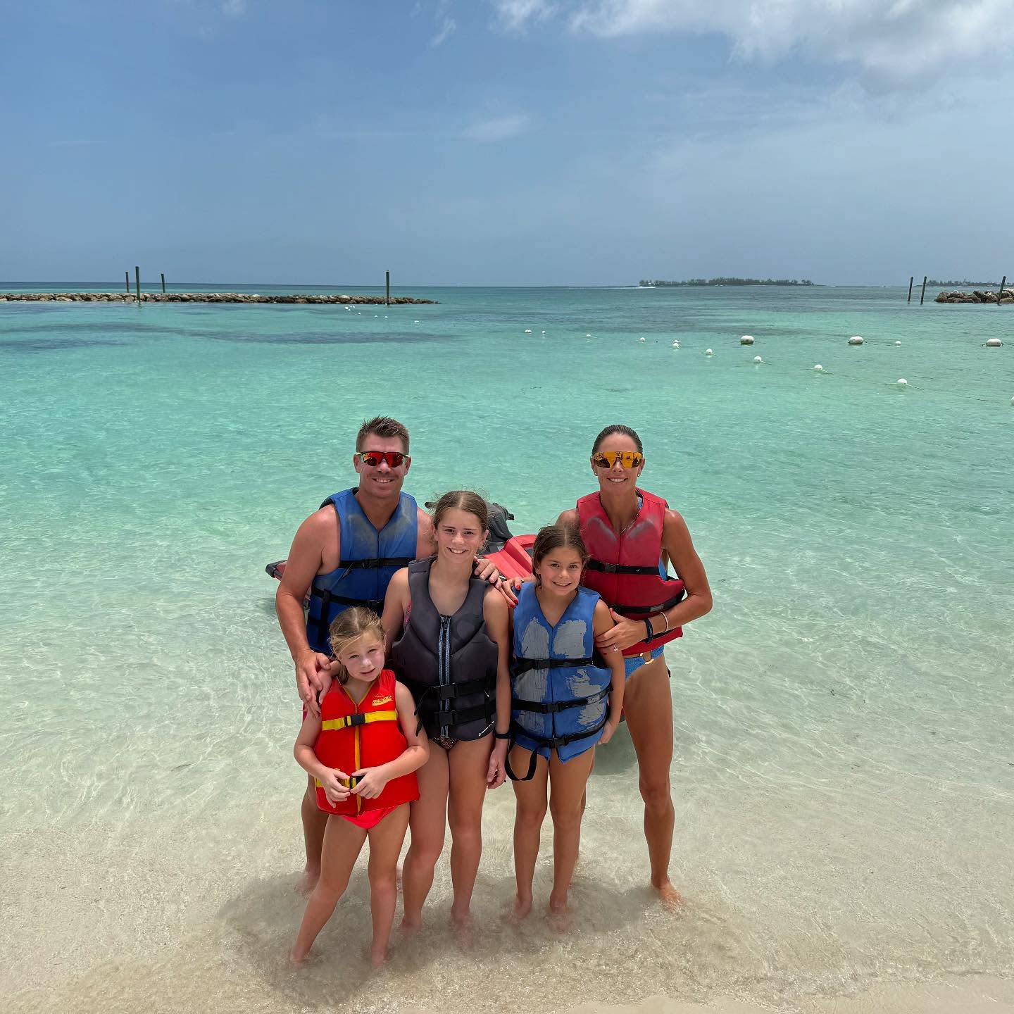 Candice Warner with David Warner and their kids