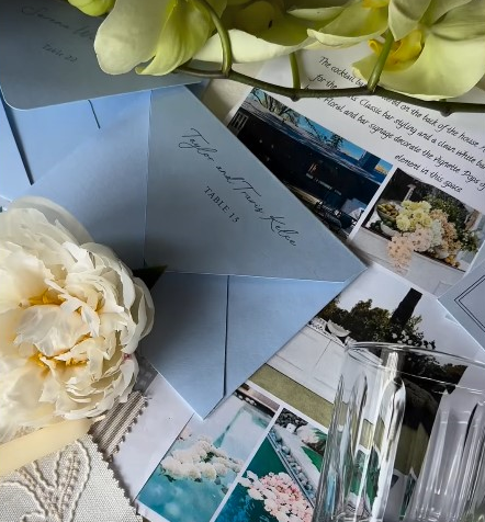Wedding planner shares video featuring an envelope with Taylor and Travis Kelce written on it
