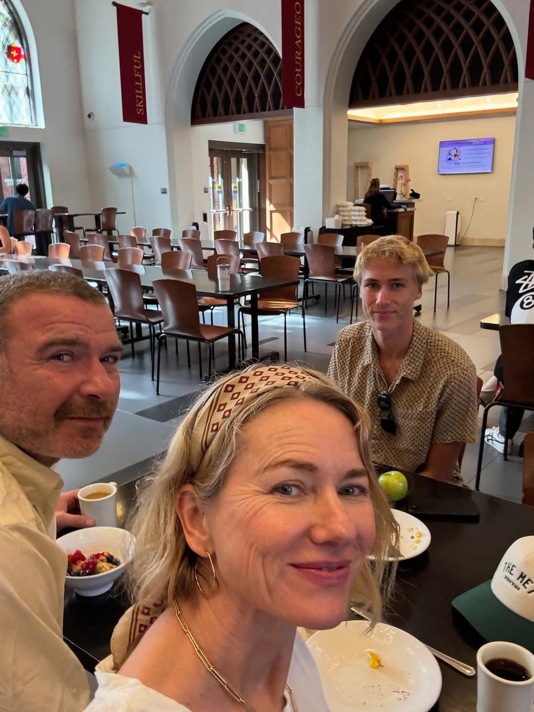 Naomi Watts, Liev Schreiber and Sasha Schreiber at Sasha's university cafeteria