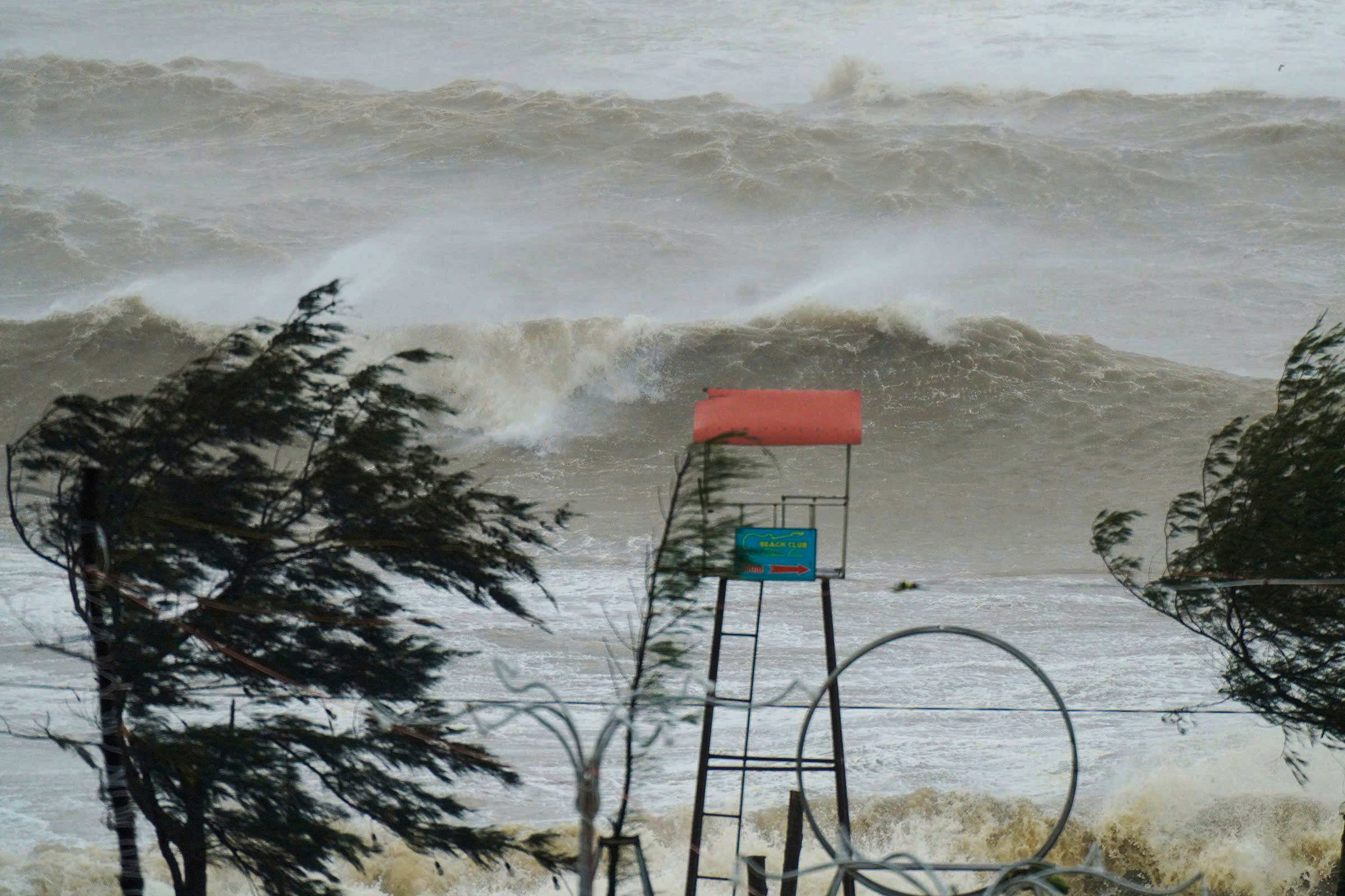 Waves surge in Ha Tinh province, Vietnam.