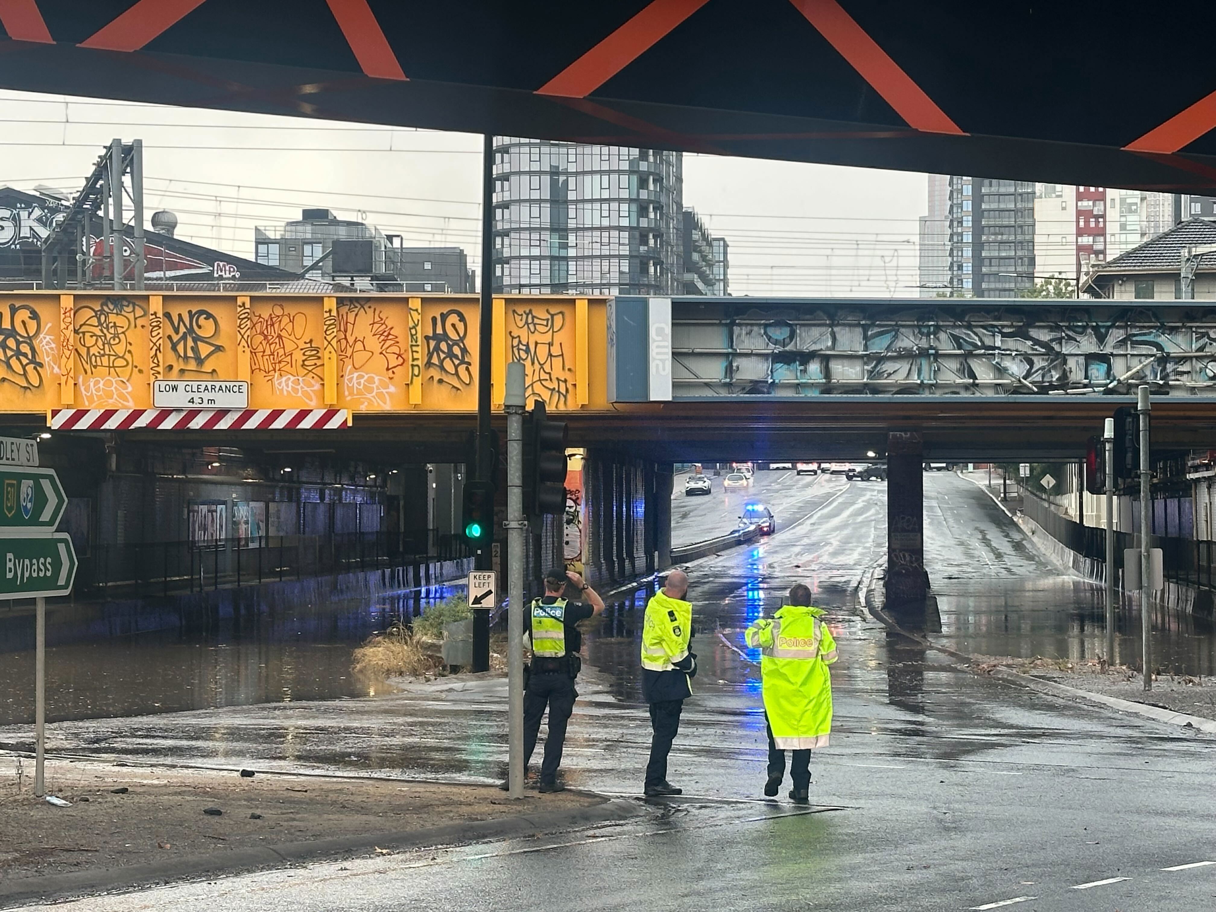 Dudley Street Overpass Melbourne rain floods