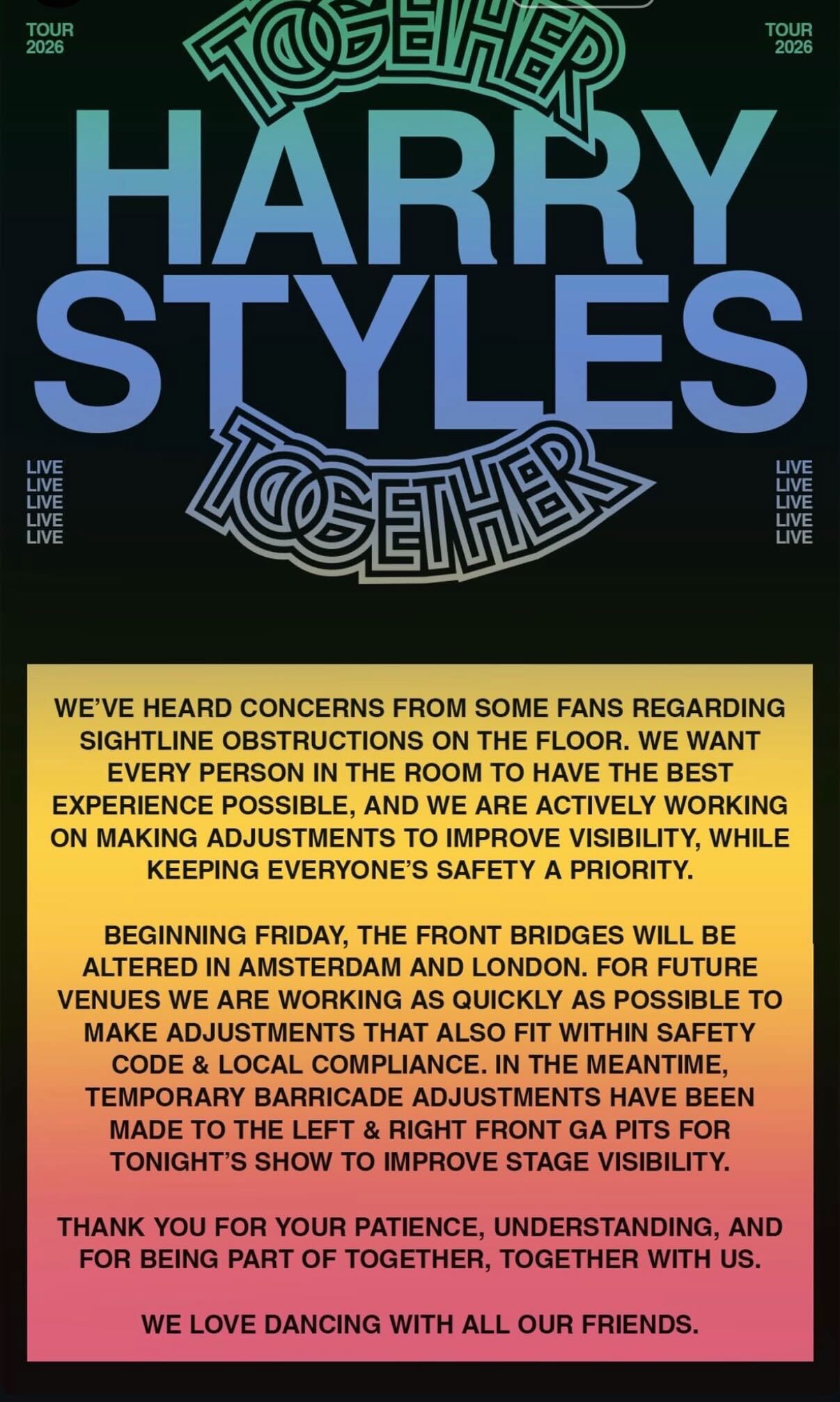 Harry Styles statement